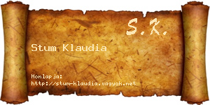 Stum Klaudia névjegykártya